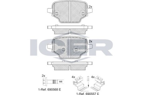 Колодки гальмівні задні ICER 182347