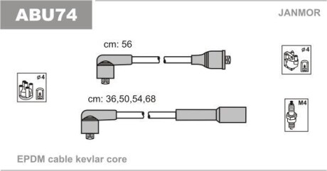 К-кт дротів в/в (каучук) Skoda Octavia 1.6 96-04 JANMOR ABU74