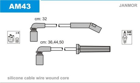 Комплект проводов зажигания JANMOR AM43 (фото 1)