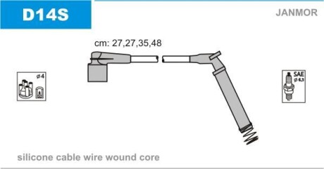 Комплект проводов зажигания JANMOR D14S