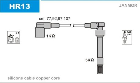 Комплект проводов зажигания JANMOR HR13 (фото 1)