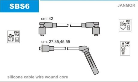 Комплект проводов зажигания JANMOR SBS6
