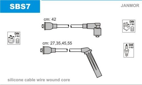 Комплект проводов зажигания JANMOR SBS7