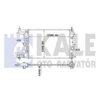 Радиатор охлаждения Chevrolet Cruze 1.6, 1.8 (09-), Orlando (10-) 1.8i, Astra J (10-) 1.4i, 1.6i, 1.8i МКПП KALE OTO RADYATOR 349200 (фото 1)