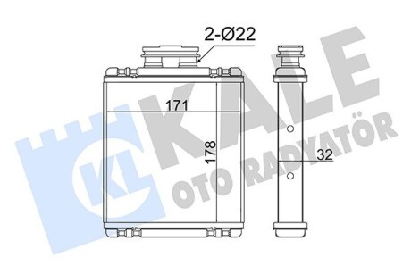 Радіатор опалення Audi A1,Polo,Skoda Fabia III KALE OTO RADYATOR 355245