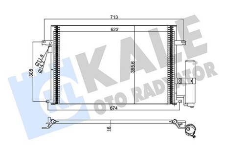 Радіатор кондиціонера Chevrolet Lacetti, Nubira - Daewoo Lacetti, Nubira Condenser KALE OTO RADYATOR 377100