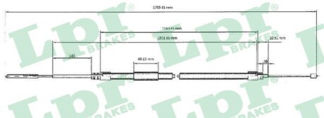 Трос, стояночная тормозная система LPR C0077B