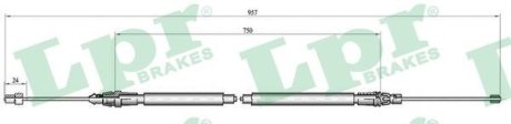Трос, стояночная тормозная система LPR C0348B (фото 1)