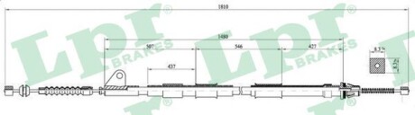 Трос, стояночная тормозная система LPR C0851B (фото 1)