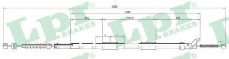 Трос, стояночная тормозная система LPR C0873B (фото 1)
