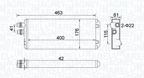 Теплообменник, отопление салона MAGNETI MARELLI 350218325000