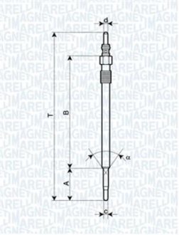 Свічка розжарювання FIAT Stilo 01-10, Bravo 07-16, Croma 05-10; OPEL Astra H 04-14, Vectra C 02-08, Zafira B 05-12, Signum 03-08; CADILLAC BLS 05-09; ALFA ROMEO 159 05-11, 156 97-07, 166 98-07, Brera 05-10, GT 03-10, 147 00-10; LANCIA Thesis 02-09; S MAGNETI MARELLI UY3A (фото 1)