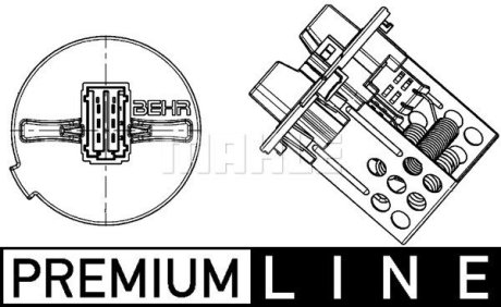 Реостат вентилятора обігрівача C4 04- (Premium Line! OE) MAHLE / KNECHT ABR 93 000P