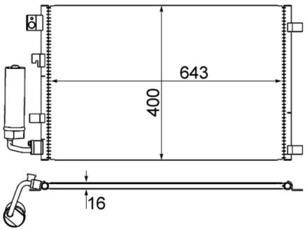 Радіатор кондиціонера Qashqai 1.6-2.0 07-13 MAHLE / KNECHT AC 604 001S (фото 1)