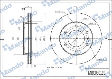 Диск тормозной MANDO MBC030119