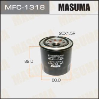 Фільтр масляний Kia, Hyundai, Mazda, MMC, Subaru, (83-) D=78.5mm, H=76mm, M20x1.5 (MFC-1318) MASUMA MFC1318 (фото 1)