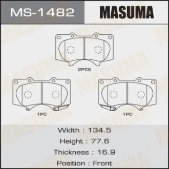 Колодки гальмівні передн Mitsubishi Pajero (06-)/ Toyota Hilux (11-), Land Cruiser Prado (02-09) (MS-1482) MASUMA MS1482 (фото 1)