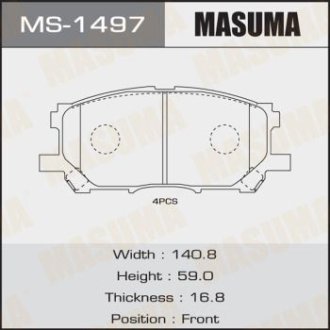 Колодки тормозные передн Lexus RX 300, 330, 350 (04-08) (MS-1497) MASUMA MS1497