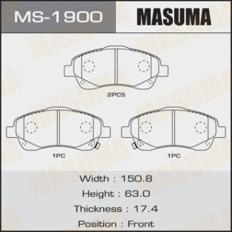 Колодки тормозные передн Toyota Avensis (03-08) (MS-1900) MASUMA MS1900