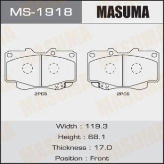 Колодки тормозные передн Toyota Hilux (05-12) (MS-1918) MASUMA MS1918 (фото 1)