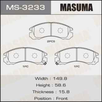 Колодки тормозные передн Mitsubishi L200 (00-08), Lancer (08-12), Pajero Sport (-09) (MS-3233) MASUMA MS3233
