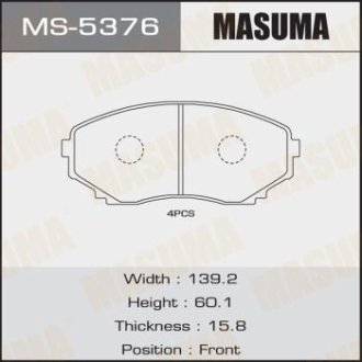 Колодки тормозные передн Mazda CX-7 (06-11), CX-9 (09-12) (MS-5376) MASUMA MS5376