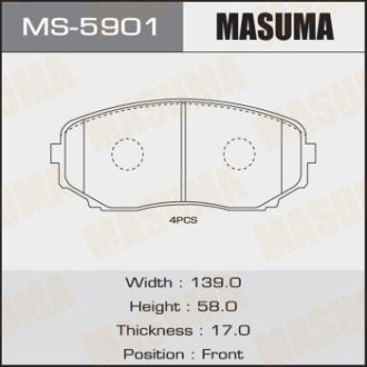 Колодки тормозные передн Mazda CX-7 (07-12), CX-9 (17-) (MS-5901) MASUMA MS5901 (фото 1)