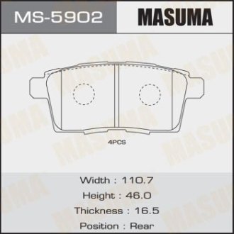 Колодки тормозные задн Mazda CX-7 (06-11), CX-9 (08-12) (MS-5902) MASUMA MS5902