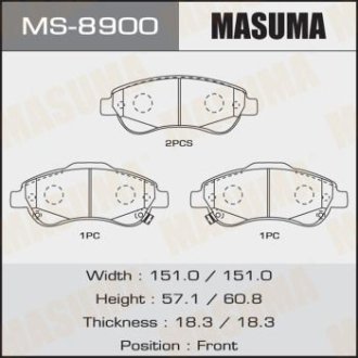Колодки тормозные передн Honda CR-V (07-16) (MS-8900) MASUMA MS8900 (фото 1)