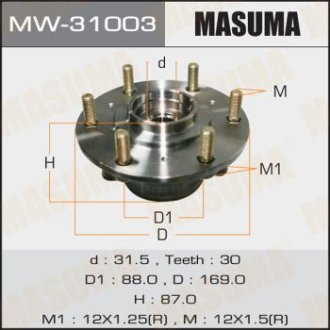 Ступица колеса переднего в сборе с подшипником Mitsubishi L200 (07-), Pajero Sport (08-) (MW-31003) MASUMA MW31003 (фото 1)