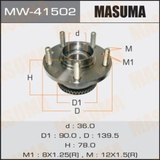 Ступица колеса заднего в сборе с подшипником Mazda 6 (02-07) (с ABS) (MW-41502) MASUMA MW41502