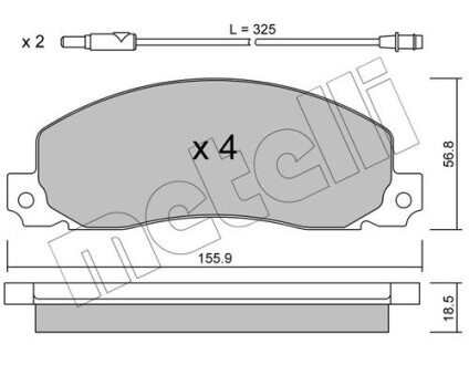 Комплект гальмівних колодок (дискових) METELLI 22-0098-0