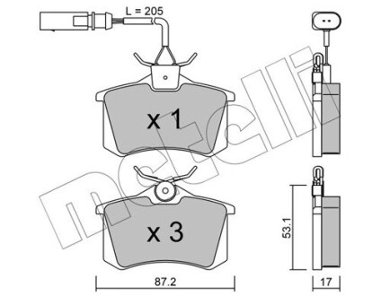 Комплект гальмівних колодок (дискових) METELLI 22-0100-3