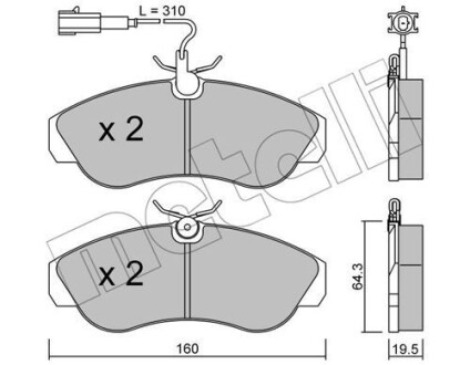 Колодки гальмівні дискові, комплект METELLI 22-0155-1