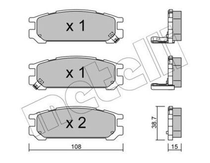 Колодки гальмівні дискові, комплект METELLI 22-0204-0