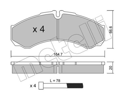 Комплект гальмівних колодок (дискових) METELLI 22-0212-1