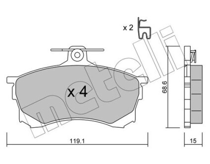 Колодки гальмівні дискові, комплект METELLI 22-0250-0