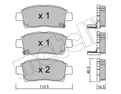 Колодки гальмівні дискові, комплект METELLI 22-0292-0