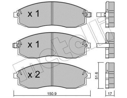 Комплект гальмівних колодок (дискових) METELLI 22-0306-0