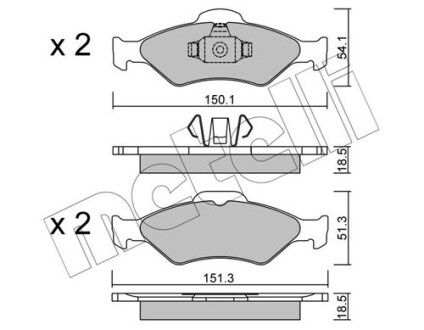 Колодки гальмівні дискові, комплект METELLI 22-0315-0