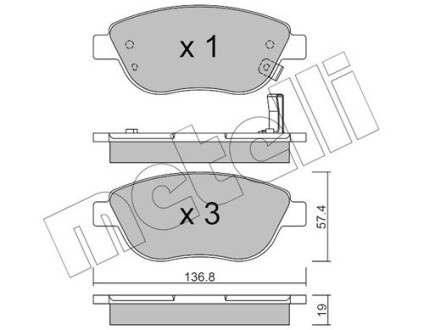 Колодки гальмівні дискові, комплект METELLI 22-0322-2 (фото 1)