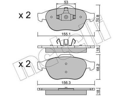 Комплект гальмівних колодок (дискових) METELLI 22-0336-0