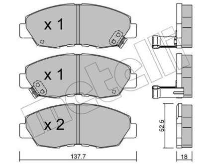 Колодки гальмівні дискові, комплект METELLI 22-0384-0