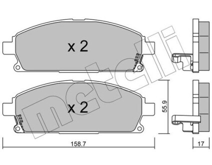 Комплект гальмівних колодок (дискових) METELLI 22-0406-1