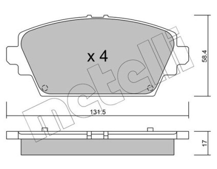 Комплект гальмівних колодок (дискових) METELLI 22-0464-0