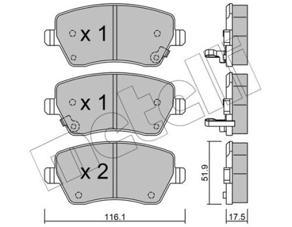 Комплект гальмівних колодок (дискових) METELLI 22-0485-2