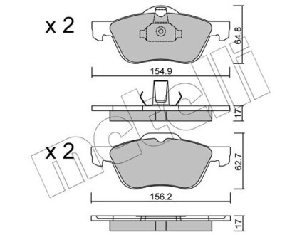 Комплект гальмівних колодок (дискових) METELLI 22-0489-0