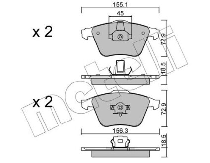 Комплект гальмівних колодок (дискових) METELLI 22-0549-3