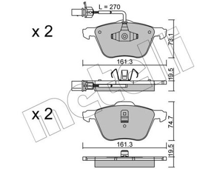 Колодки гальмівні дискові, комплект METELLI 22-0551-0