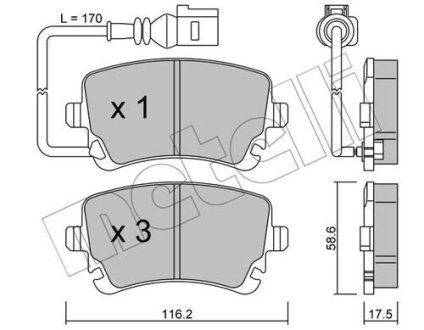 Комплект гальмівних колодок (дискових) METELLI 22-0554-0